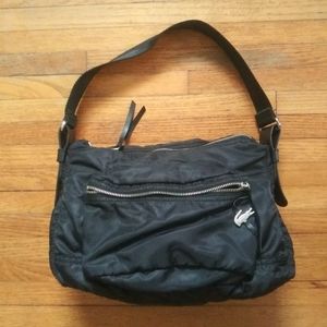 Lacoste Black Slouch Shoulder Bag Black Purse Nylon Casual